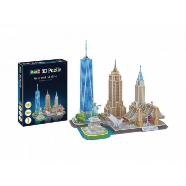 QUEBRA CABEÇA 3D PUZZLE NEW YORK SKYLINE PAISAGENS DE NOVA IORQUE REVELL KIT PARA MONTAR 123 PEÇAS REV 00142